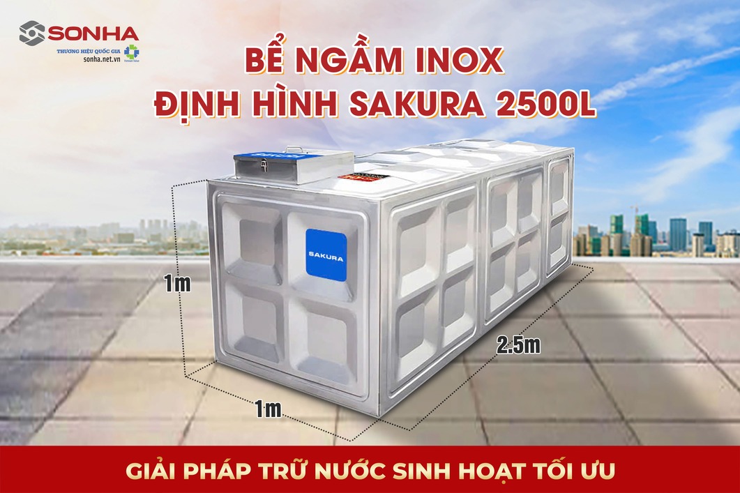 Siêu phẩm bể nước ngầm inox định hình Sakura SK.BID2500L
