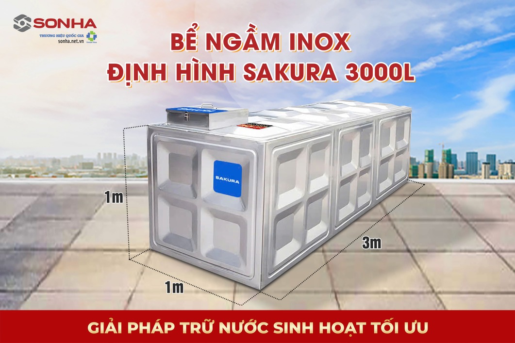 Siêu phẩm bể nước ngầm inox định hình Sakura SK.BID3000L