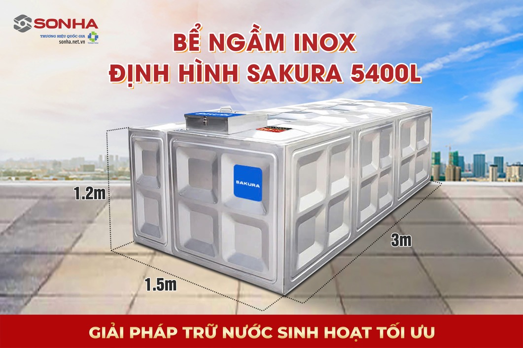 Siêu phẩm bể nước ngầm inox định hình Sakura SK.BID5400L