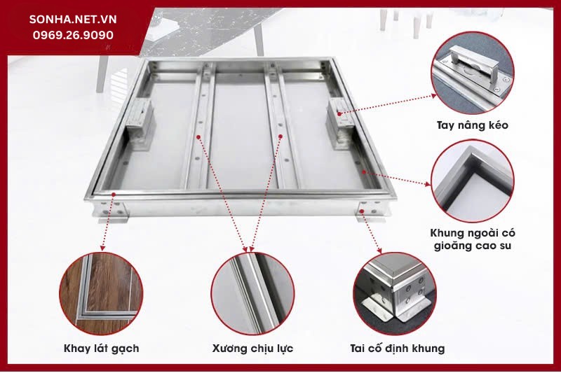 H&igrave;nh ảnh thực tế của nắp bể inox ngầm chịu tải tại c&ocirc;ng tr&igrave;nh