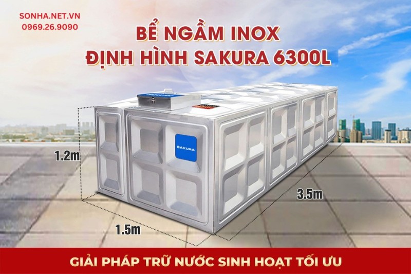 Bể ngầm inox định h&igrave;nh Sakura SK.BID6300L