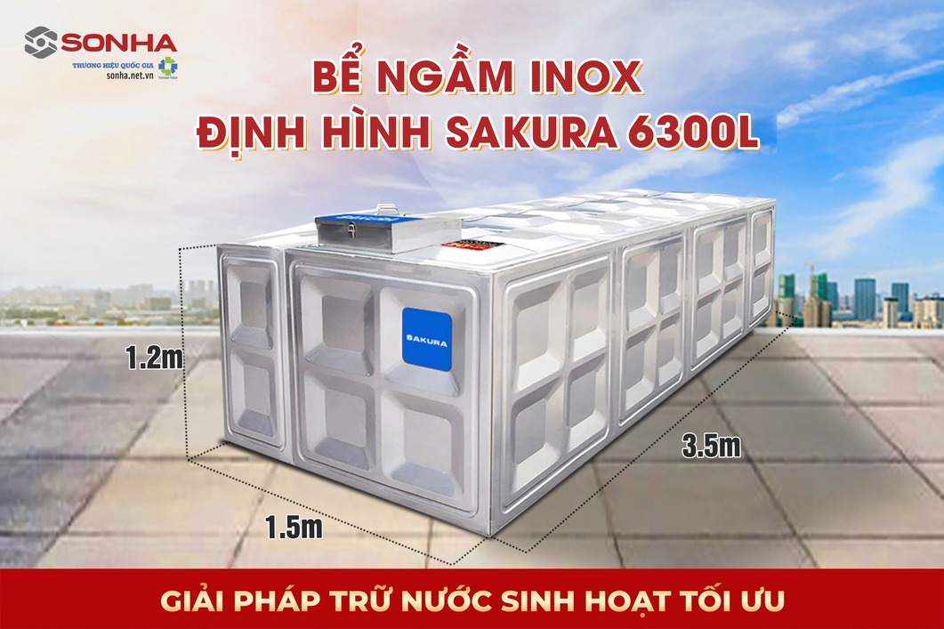 Siêu phẩm bể nước ngầm inox định hình Sakura SK.BID6300L