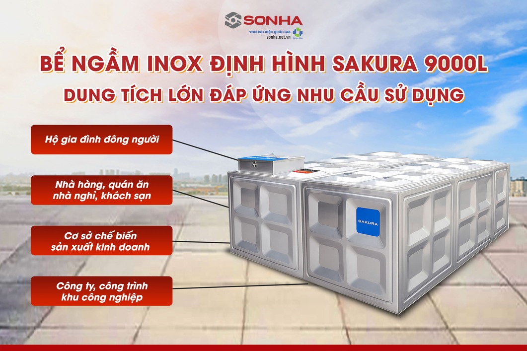 Bể ngầm inox Sakura SK.BID9000L đáp ứng tốt nhu cầu sử dụng