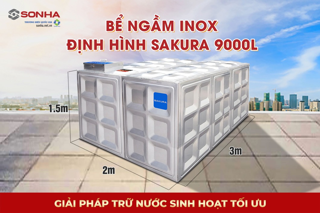 Siêu phẩm bể nước ngầm inox định hình Sakura SK.BID9000L