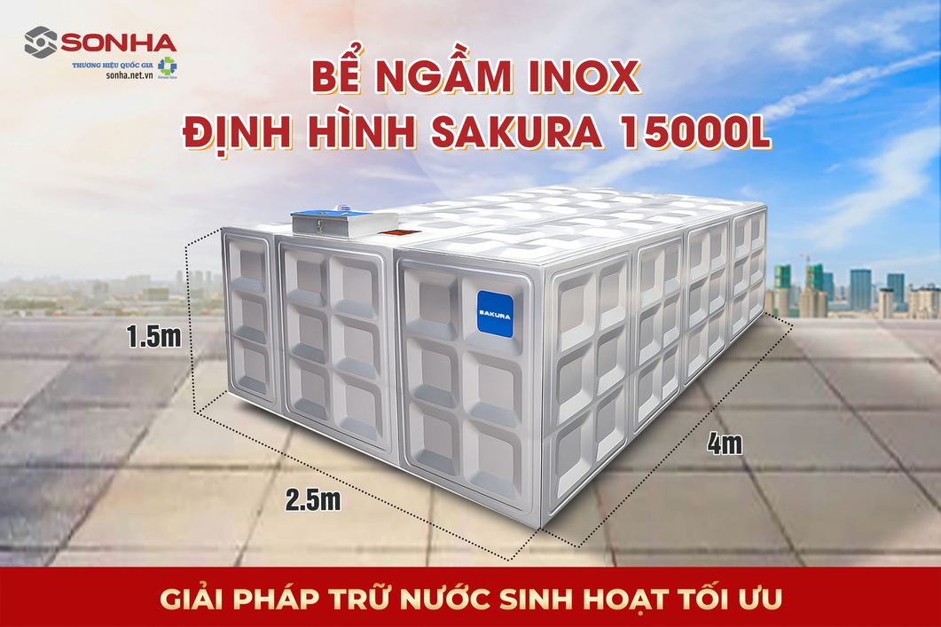 Siêu phẩm bể nước ngầm inox định hình Sakura SK.BID15000L