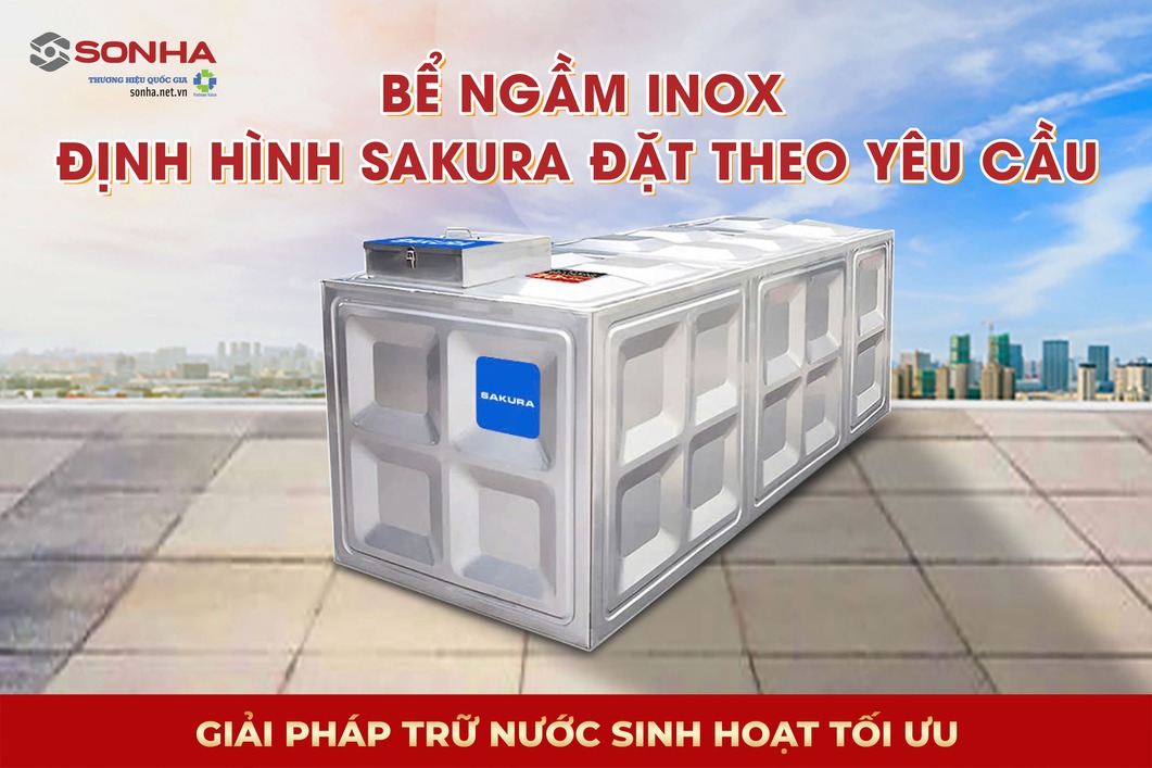 Siêu phẩm bể nước ngầm inox định hình Sakura đặt theo yêu cầu