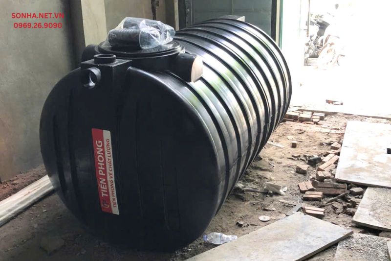 Hình ảnh thực tế bồn tự hoại Septic Tiền Phong ngang