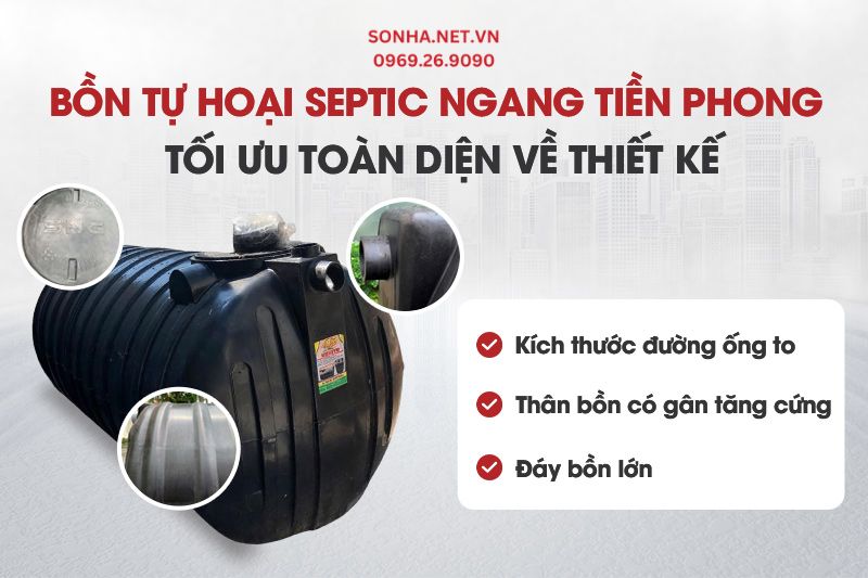 Bồn tự hoại septic ngang Tiền Phong sở hữu thiết kế thông minh