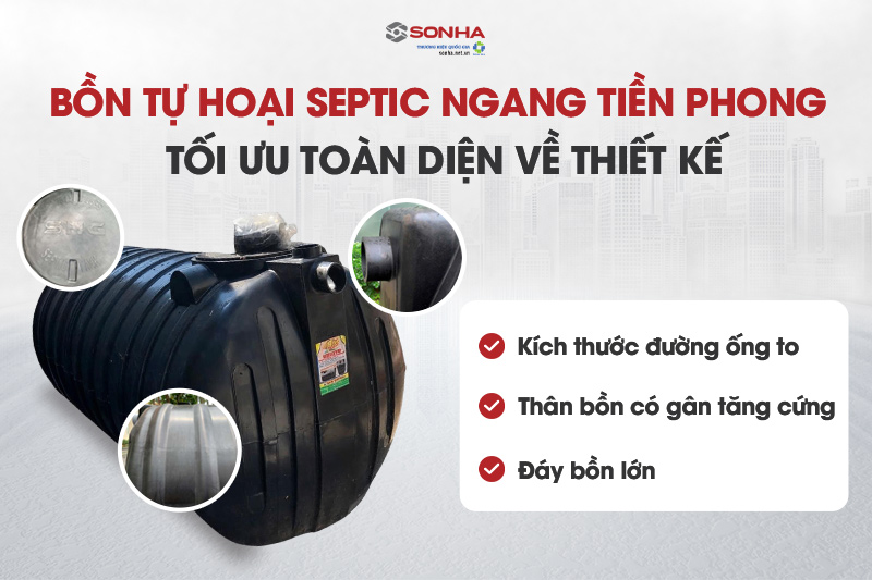 Bồn tự hoại septic ngang Tiền Phong sở hữu thiết kế thông minh
