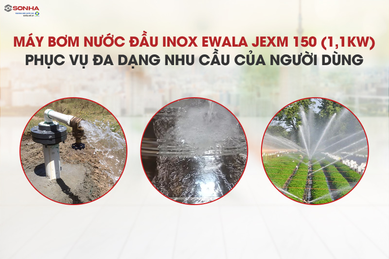 Ứng dụng của m&aacute;y bơm nước đầu inox Ewala JEXM 150