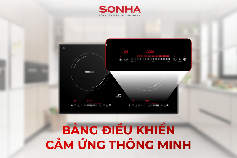 Bếp từ Bauer BE 3008SI sở hữu bảng điều khiển cảm ứng th&ocirc;ng minh