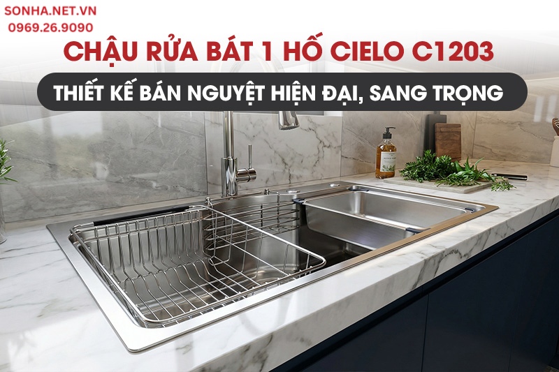 Chậu rửa bát 1 hố Cielo với thiết kế bán nguyệt hiện đại
