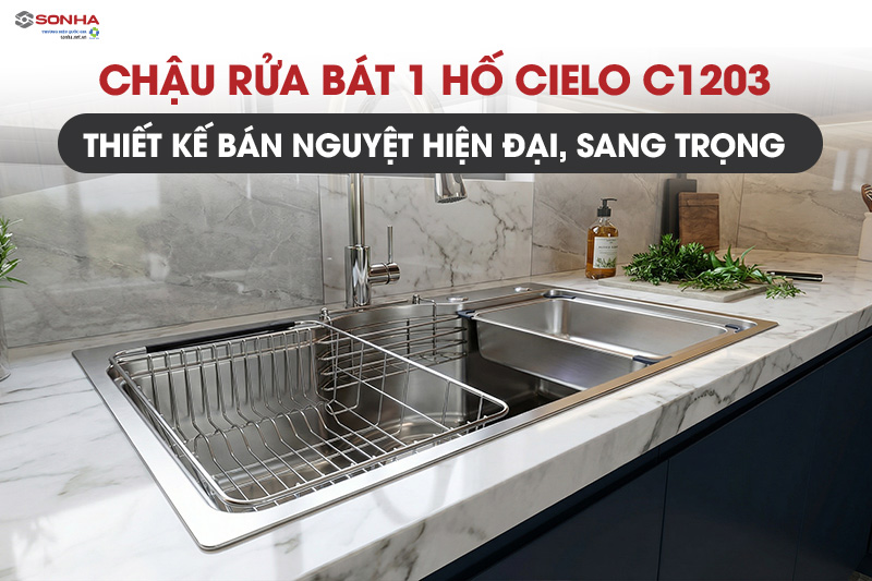 Chậu rửa b&aacute;t 1 hố Cielo với thiết kế b&aacute;n nguyệt hiện đại