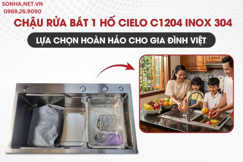 T&igrave;m hiểu chi tiết chậu rửa b&aacute;t 1 hố Cielo C1204