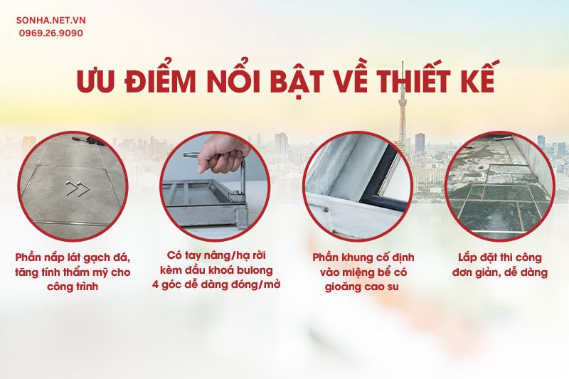 Nắp bể inox ngầm &acirc;m s&agrave;n 1 viền K50T3 c&oacute; ưu điểm nổi bật về thiết kế