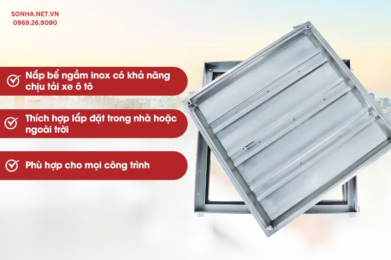 Nắp bể inox ngầm 1 viền K70T3 c&oacute; khả năng chịu tải nhỏ hơn 1.6 tấn