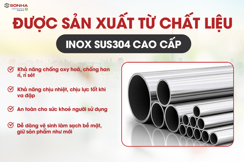 Bồn rửa chén 1 hố Kagol K8045-304 được sản xuất từ chất liệu inox SUS304