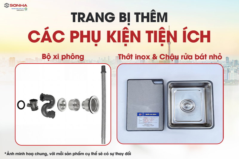 Chậu rửa b&aacute;t Kagol K6846-304 được trang bị nhiều phụ kiện