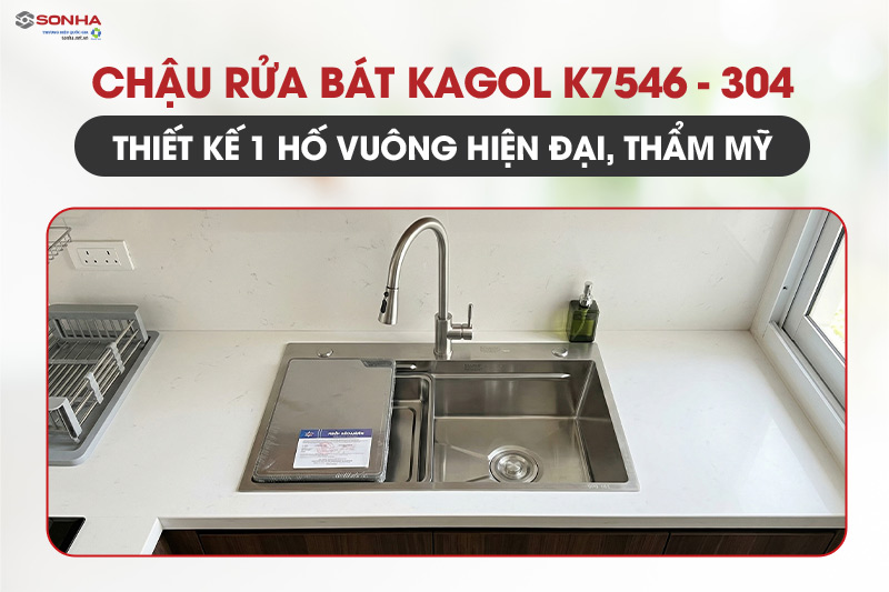 Chậu rửa b&aacute;t 1 hố Kagol K7546-304 sở hữu thiết kế chắc chắn, thẩm mỹ