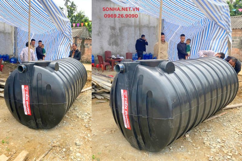 Hình ảnh thực tế bồn tự hoại Tiền Phong Septic ngang