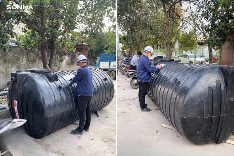 H&igrave;nh ảnh thực tế bồn tự hoại Tiền Phong Septic ngang