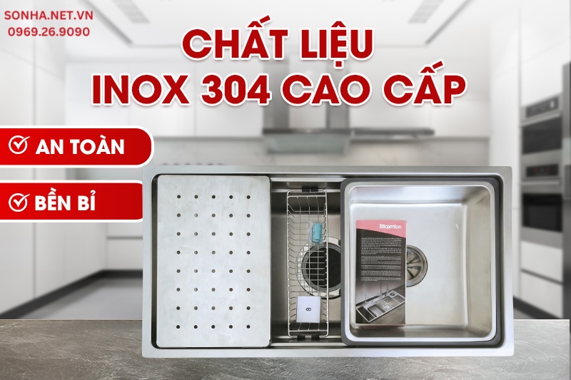 Chậu rửa bát M7644 được làm từ inox 304 cao cấp