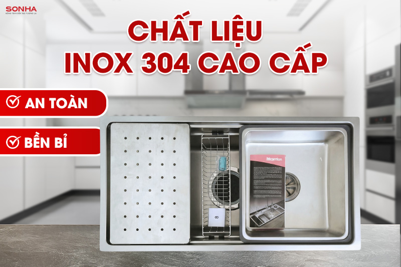 Chậu rửa b&aacute;t M7644 được l&agrave;m từ inox 304 cao cấp