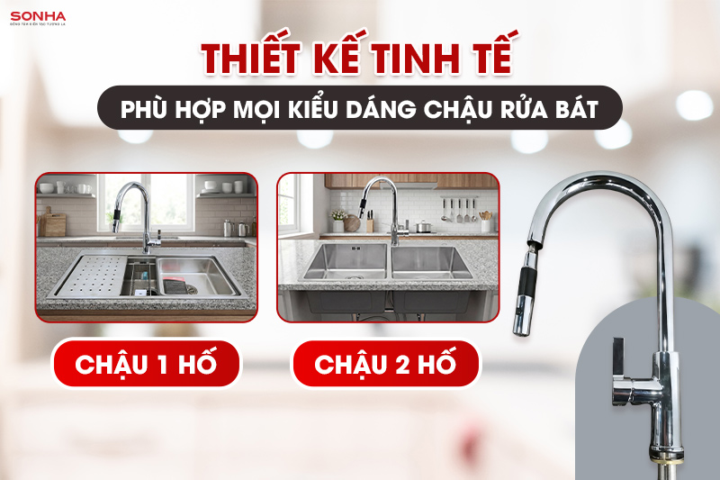 Vòi rửa bát MT291-2HC sở hữu đầu vòi rút linh hoạt