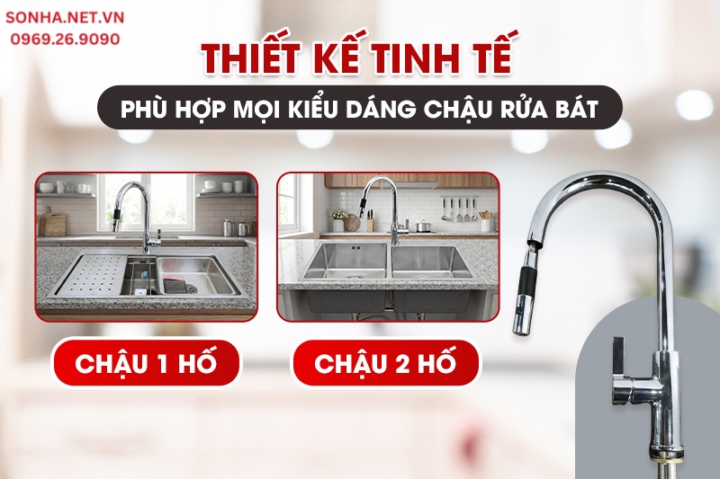 Vòi rửa bát MT291-2HC sở hữu đầu vòi rút linh hoạt
