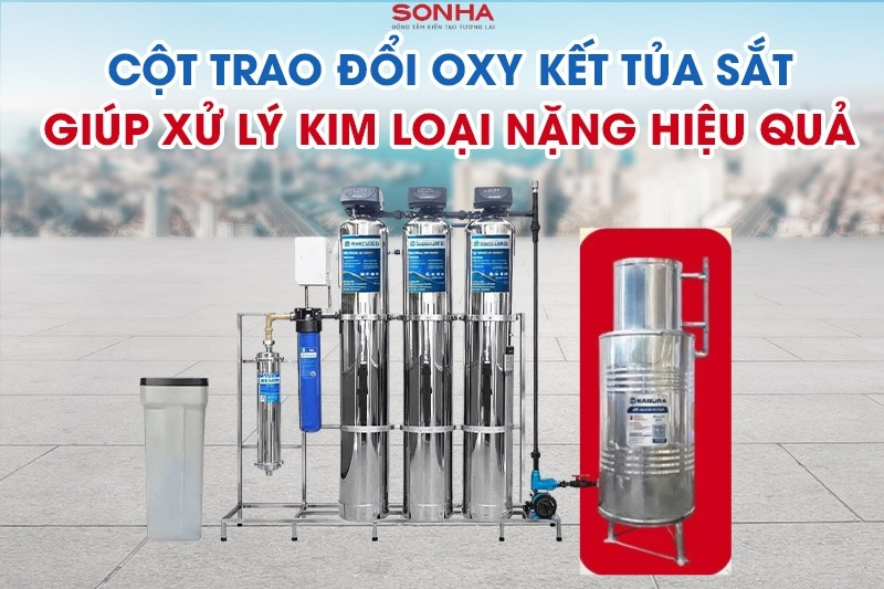 Lọc tổng 3 cột inox Sakura SKGKUF313MI được trang bị cột oxy kết tủa sắt