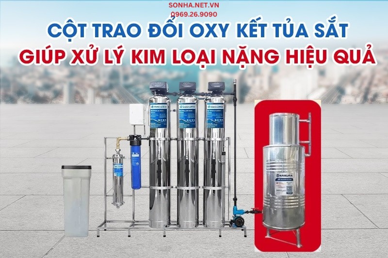 Lọc tổng 3 cột inox Sakura SKGKUF313MI được trang bị cột oxy kết tủa sắt