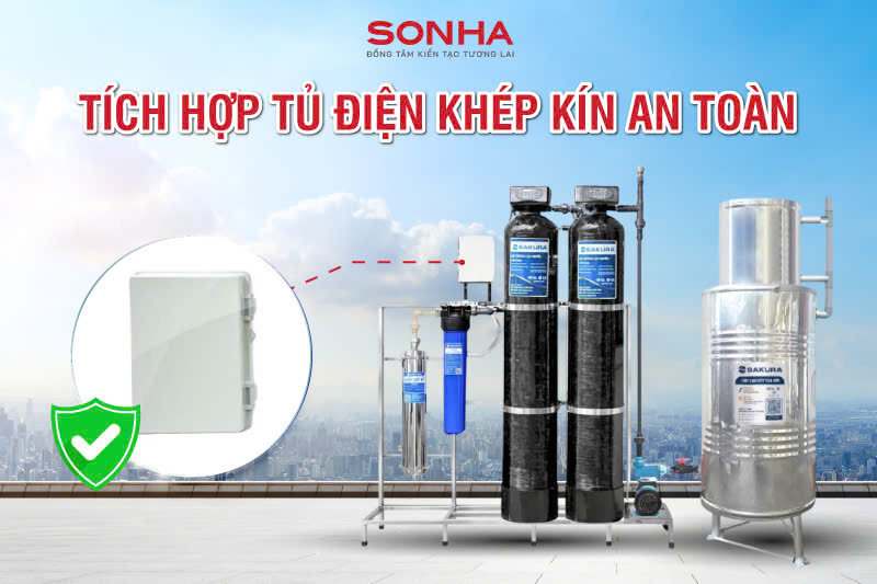 Bộ lọc nước giếng khoan Sakura SKGKUF312C sở hữu tủ điện an to&agrave;n