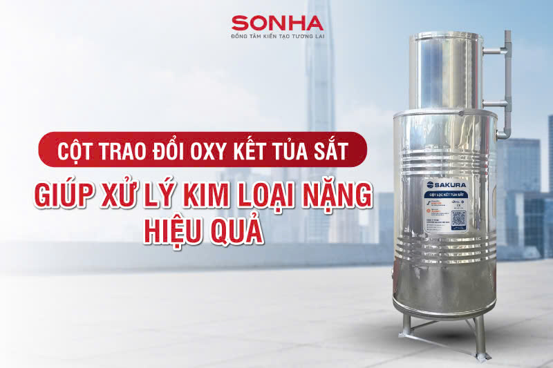 Sakura SKGKUF313C sở hữu cột trao đổi oxy kết tủa sắt ph&ugrave; hợp sử dụng cho nước giếng khoan
