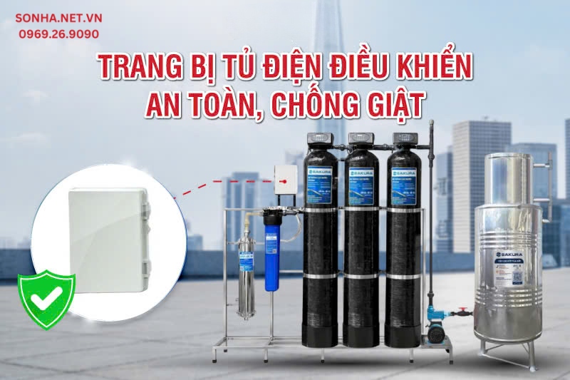 Lọc tổng giếng khoan Sakura SKGKUF313C được trang bị bảng điện điều khiển