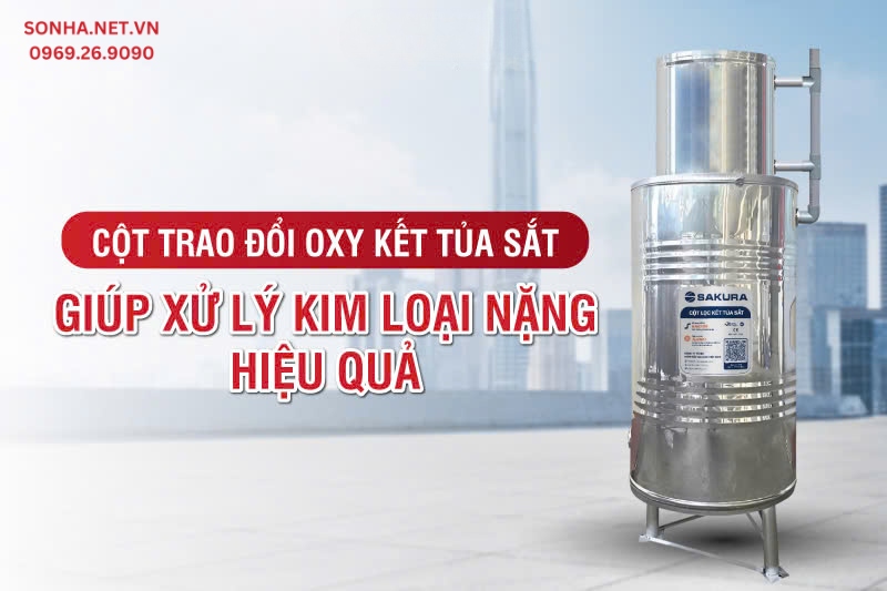 Sakura SKGKUF313C sở hữu cột trao đổi oxy kết tủa sắt phù hợp sử dụng cho nước giếng khoan