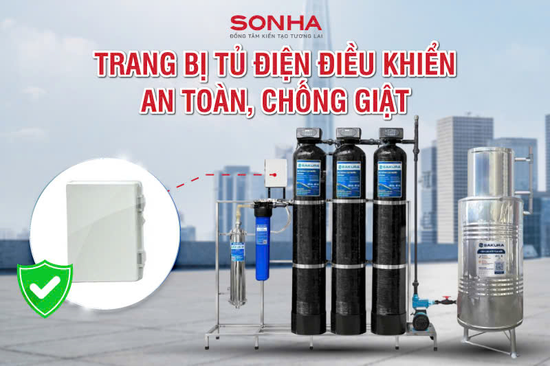 Lọc tổng giếng khoan Sakura SKGKUF313C được trang bị bảng điện điều khiển