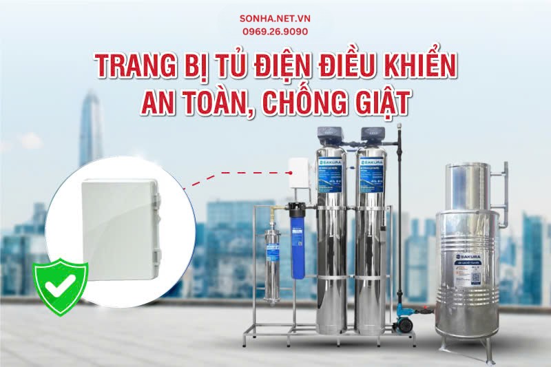 Lọc tổng giếng khoan Sakura SKGKUF313I trang bị tủ điện an to&agrave;n