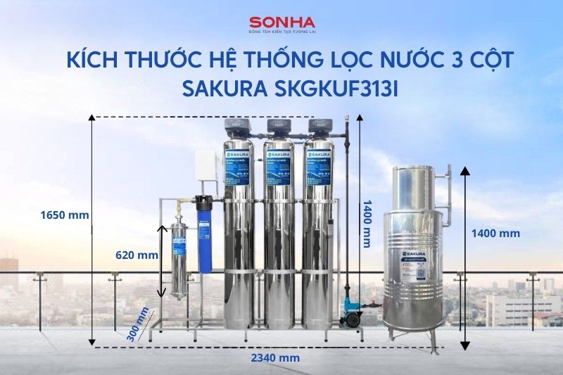 K&iacute;ch thước hệ thống lọc nước giếng khoan Sakura SKGKUF313I