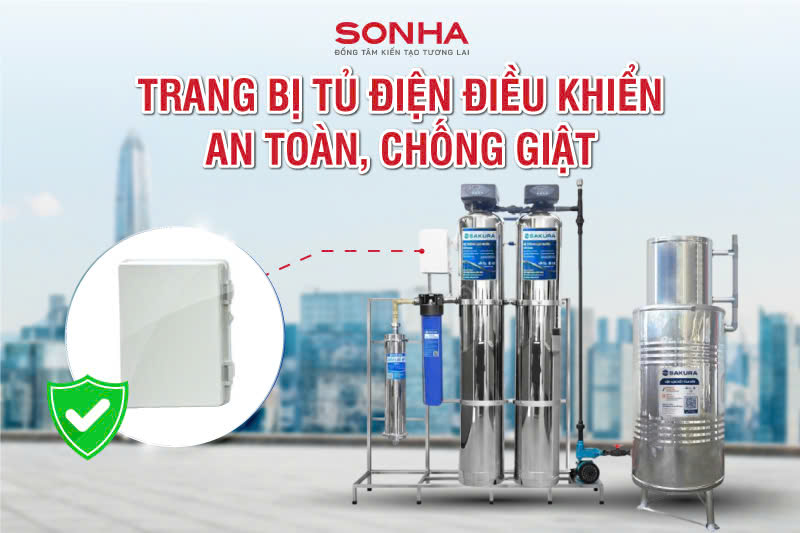 Lọc tổng giếng khoan Sakura SKGKUF313I trang bị tủ điện an to&agrave;n