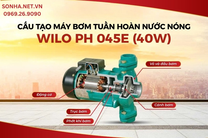 T&igrave;m hiểu cấu tạo m&aacute;y bơm hồi nước n&oacute;ng Wilo PH 045E (40W)