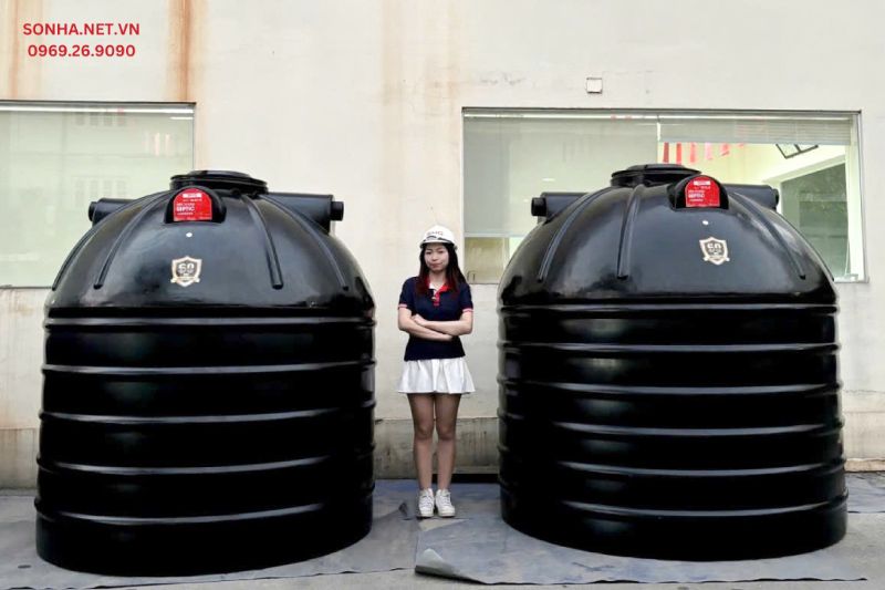 Hình ảnh thực tế bồn tự hoại septic đứng Sơn Hà Xanh dung tích lớn