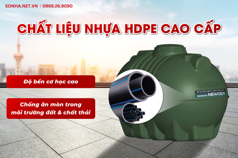 Bể phốt STDNN1000 được l&agrave;m từ nhựa HDPE cao cấp