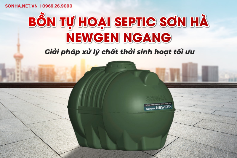 Bồn tự hoại Sơn H&agrave; NEWGEN ngang 1000L xử l&yacute; chất thải hiệu quả