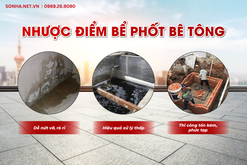 Nhược điểm bể phốt b&ecirc; t&ocirc;ng truyền thống