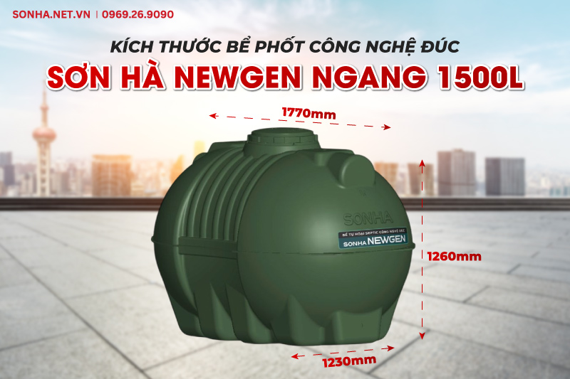 K&iacute;ch thước bể phốt nhựa Sơn H&agrave; Newgen STDNN1500