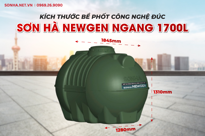 K&iacute;ch thước bể phốt nhựa Sơn H&agrave; Newgen STDNN1700