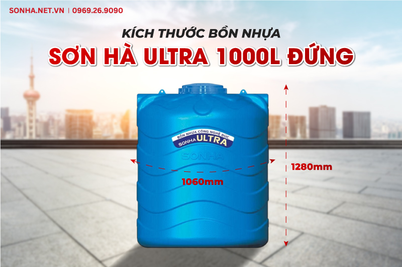 Thông số kỹ thuật của bồn nhựa đứng ULTRA Sơn Hà 1000L