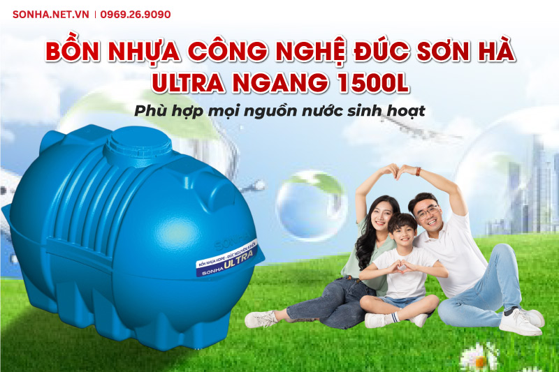 Bồn nhựa Sơn H&agrave; ULTRA ph&ugrave; hợp với mọi nguồn nước sinh hoạt