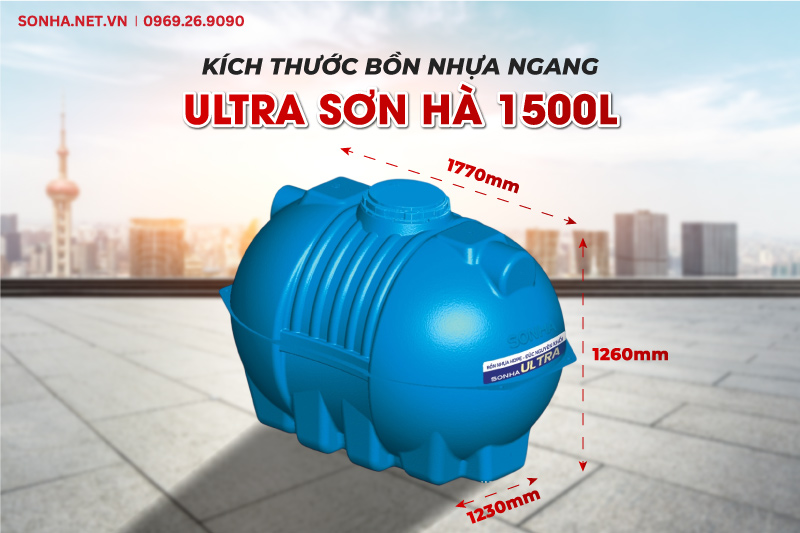 K&iacute;ch thước bồn nhựa Sơn H&agrave; ULTRA 1500L