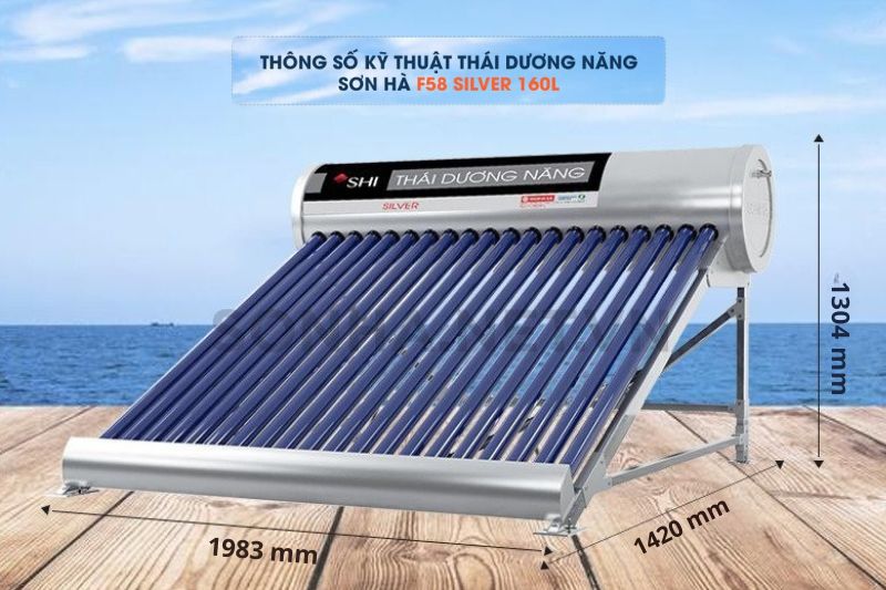 Kích thước thái dương năng 160L